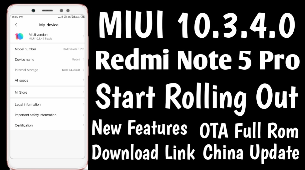 MIUI 10.3.4.0 Redmi Note 5 Pro Download, Redmi Note 5 Pro Latest Update MIUI 10.3.4.0