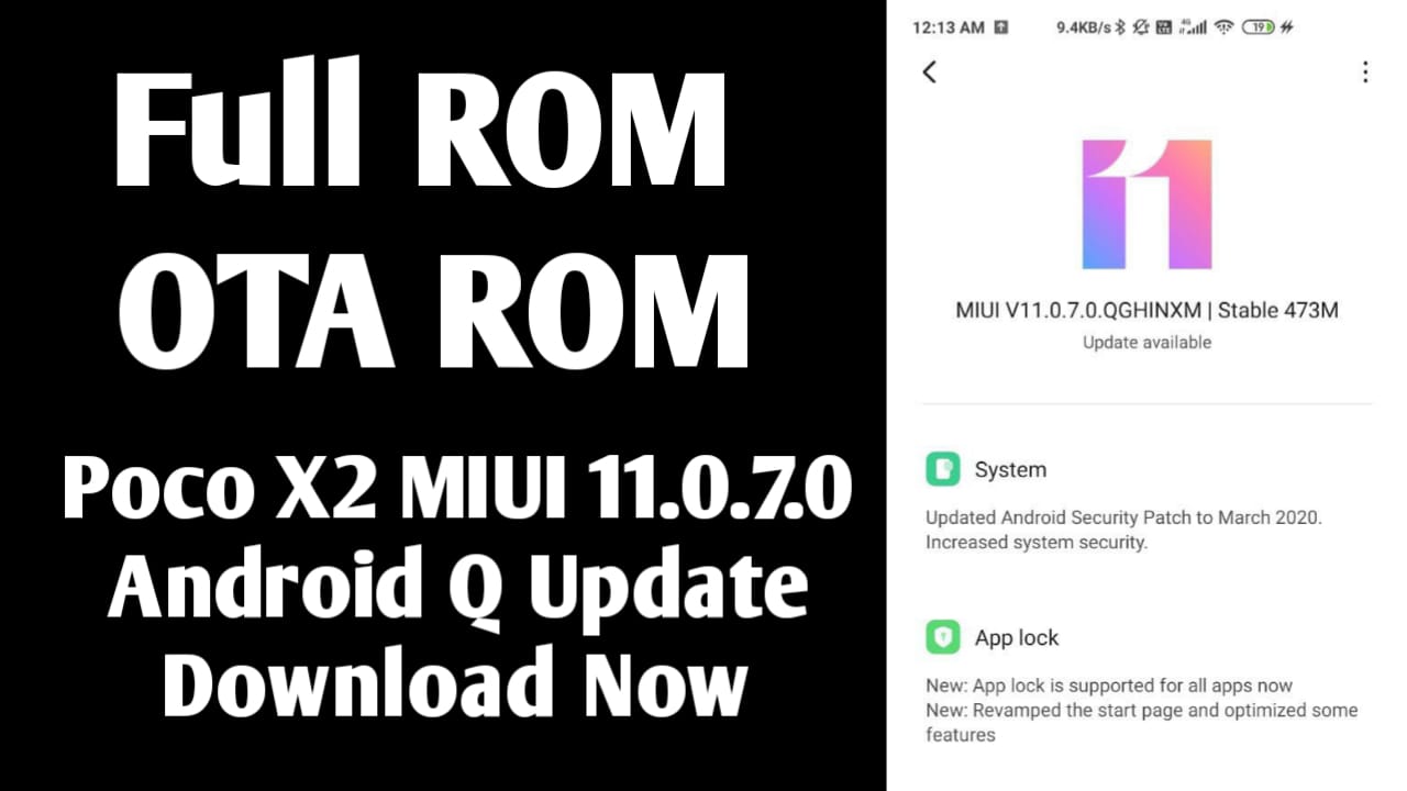 Poco X2 MIUI 11.0.7.0 Android Q Stable Update Download